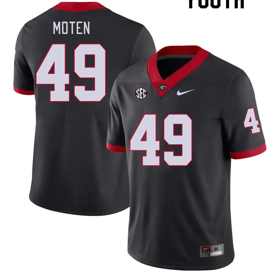 Georgia Bulldogs Youth Jamier Moten #49 Black Stitched College UGA Football Jersey 23BG011TP